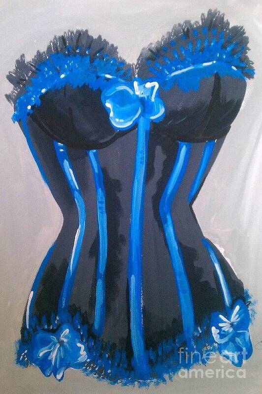 Corset Art Print featuring the painting Corset Blue Lace by Marisela Mungia