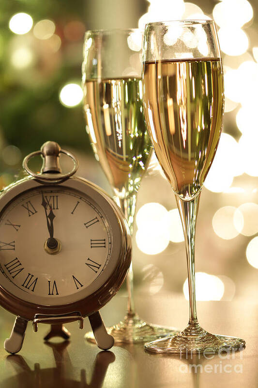 Alcohol Art Print featuring the photograph Countdown to celebrations with champagne by Sandra Cunningham