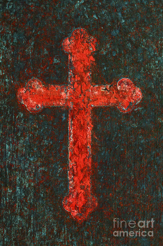 Cross Art Print featuring the painting Cross of Red by Pattie Calfy