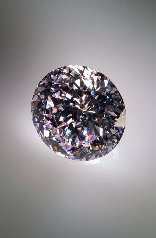 Diamond Art Print featuring the photograph Cut And Polished Diamond by Patrick Llewelyn-davies/science Photo Library