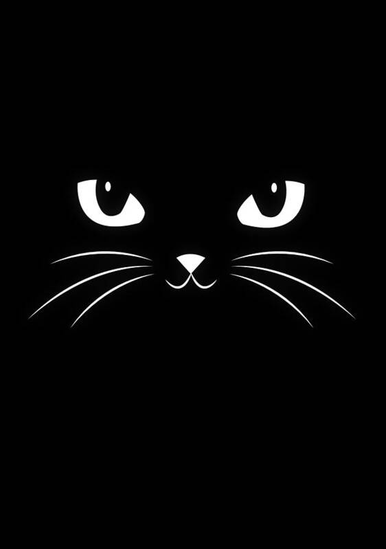 Cat Art Print featuring the digital art Cute Black Cat by Philipp Rietz
