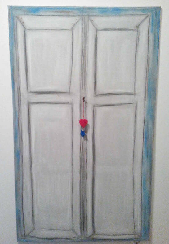 Abstract Painting Strcutured Mix Art Print featuring the painting D1 - door by KUNST MIT HERZ Art with heart