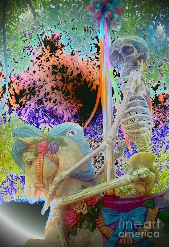 Skeleton Art Print featuring the photograph Death Takes a Ride by Karen Newell