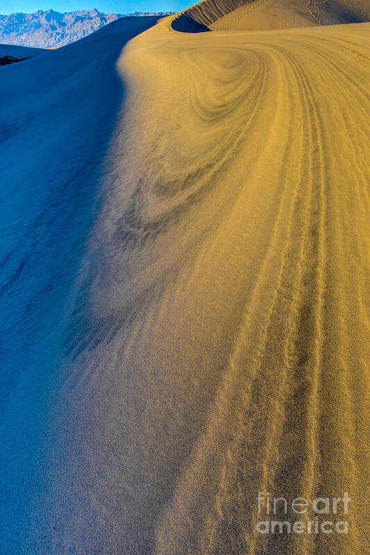 Death Valley Art Print featuring the photograph Death Valley Sunset Dune Wind Spiral by Gary Whitton