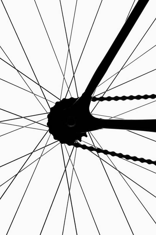 White Background Art Print featuring the photograph Detail Of A Bicycle Wheel, Back Lit by Epoxydude