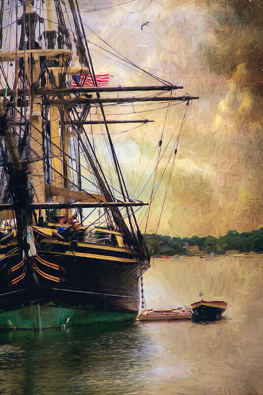 Ship Art Print featuring the photograph Docked at Sunset by John Rivera