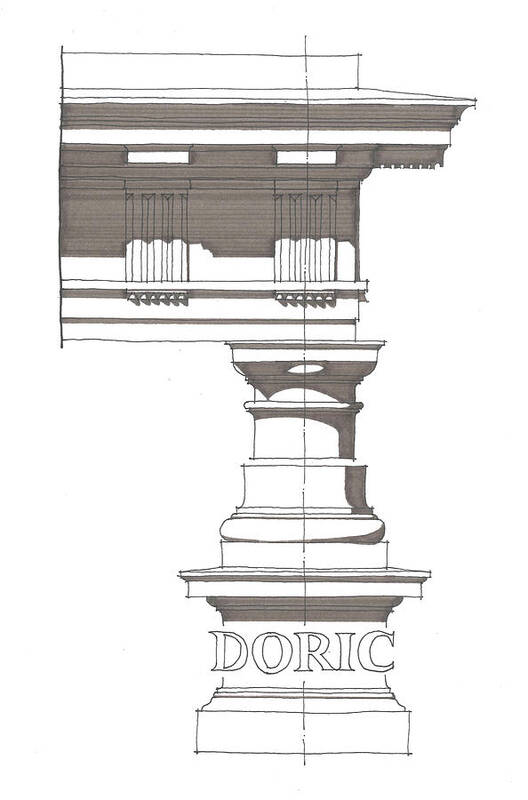 Architecture Art Print featuring the drawing Doric Order by Calvin Durham