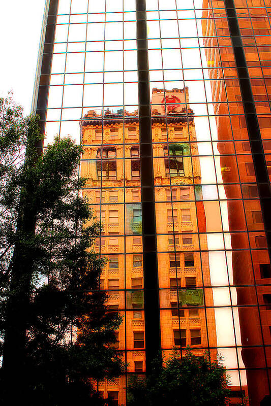 Building Reflection Art Print featuring the photograph Downtown Reflection by Michael Eingle