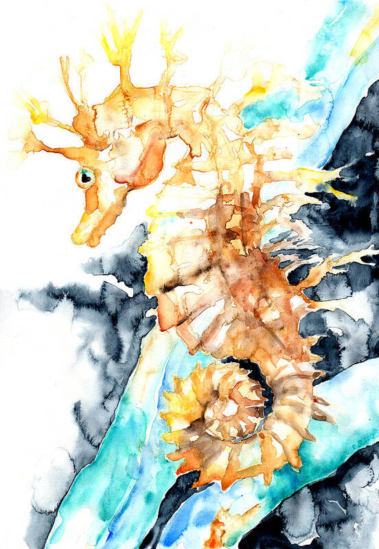 Barbara Pommerenke Art Print featuring the painting Dreaming Of A Seahorse by Barbara Pommerenke