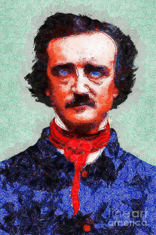 Edgar Art Print featuring the photograph Edgar Allan Poe Inspired By Van Gogh 20140921 by Wingsdomain Art and Photography