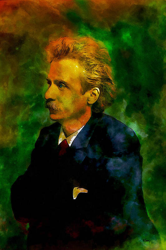 Portrait Art Print featuring the digital art Edvard Grieg by Kai Saarto