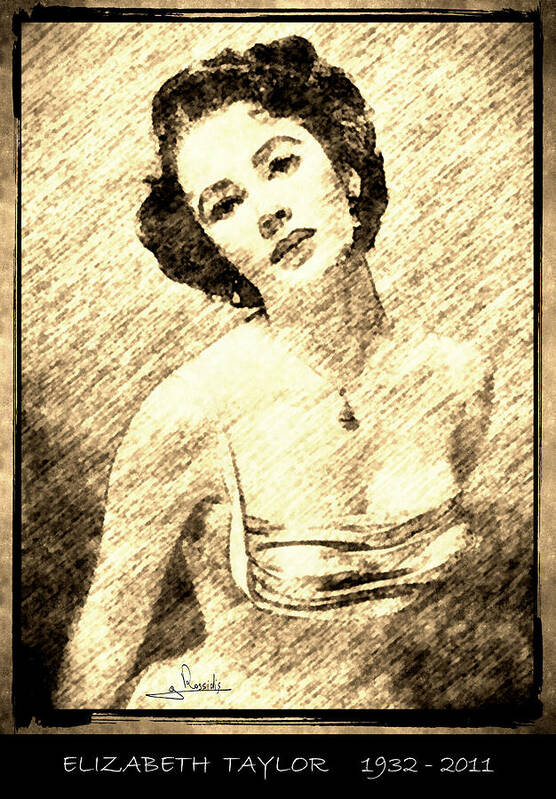 Elizabeth Taylor Art Print featuring the drawing Elizabeth Taylor by George Rossidis