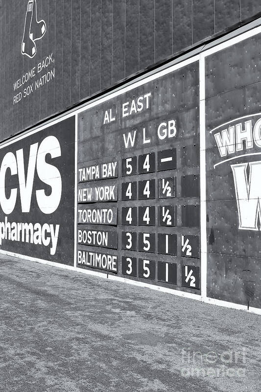 Clarence Holmes Art Print featuring the photograph Fenway Park Green Monster Scoreboard II by Clarence Holmes