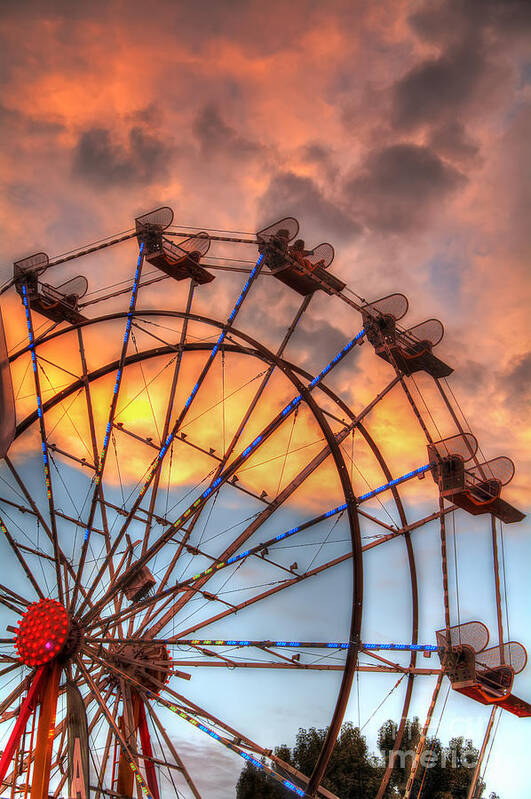 Ferris Art Print featuring the photograph Ferris Wheel Sunset by Eddie Yerkish