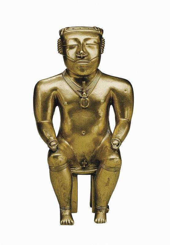 Vertical Art Print featuring the photograph Figure Of Cacique. 6th-10th C. Gold by Everett