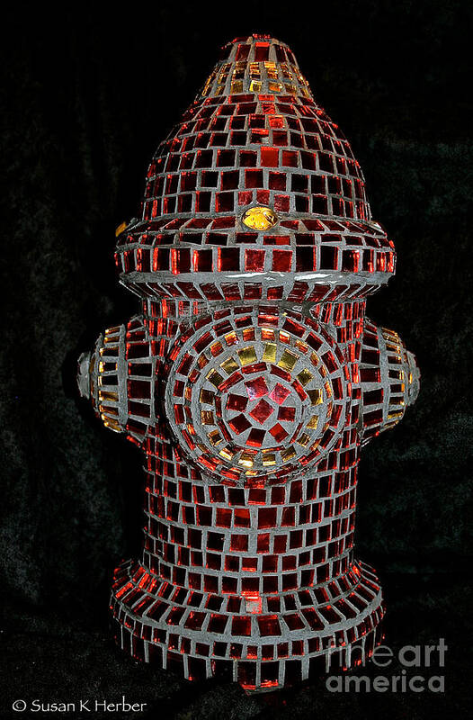 Stainedglass Mosaics Art Print featuring the photograph Fire Hydrant Art by Susan Herber