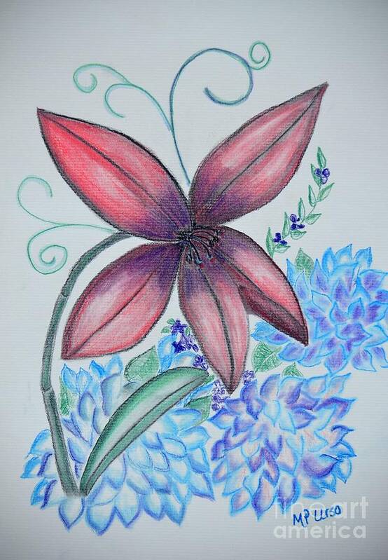 Floral Art 14-2 Art Print featuring the pastel Floral Art 14-2 by Maria Urso