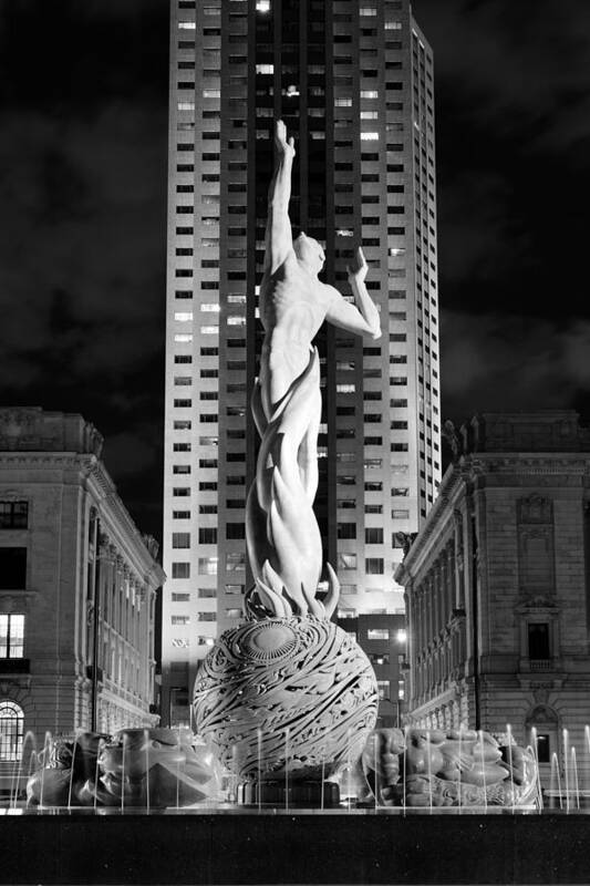 Cleveland Art Print featuring the photograph Fountain of Eternal Life Black and White by Clint Buhler