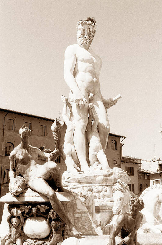 Masculine Art Print featuring the photograph Fountain of Neptune Florence by Tom Wurl
