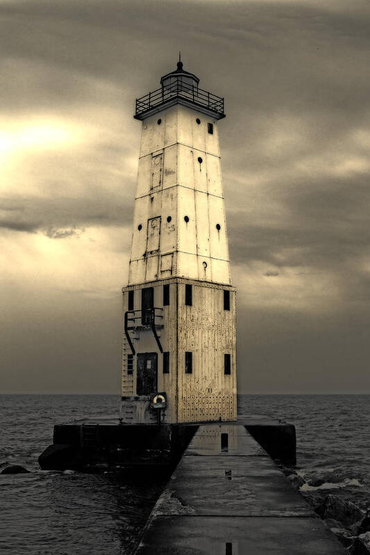 Lighthouse Art Print featuring the photograph Frankfort North Breakwater by Michelle Calkins