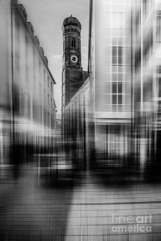People Art Print featuring the photograph Frauenkirche - Muenchen V - bw by Hannes Cmarits