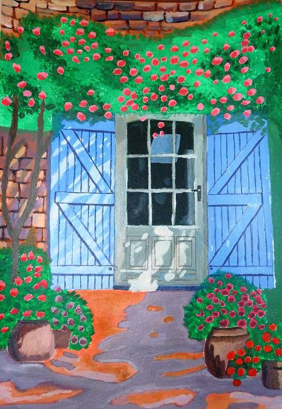 Landscapes Art Print featuring the painting French farm yard by Magdalena Frohnsdorff