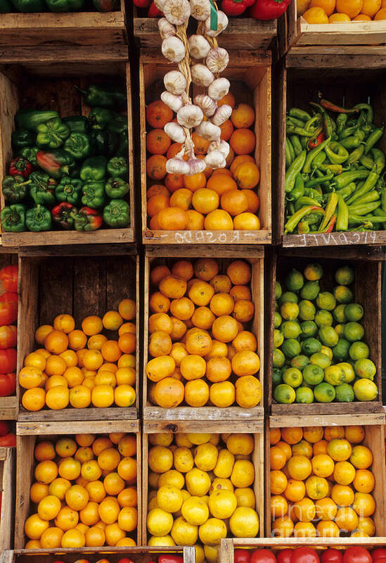 Street Market Art Print featuring the photograph Fruits And Vegetables In Open-air Market by William H. Mullins