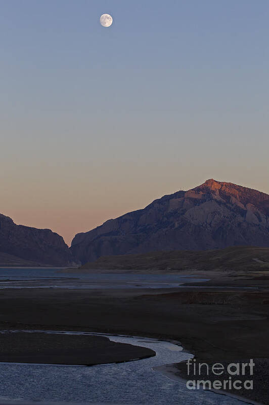 Moon Art Print featuring the photograph Full Moon And Buffalo Bill Reservoir  #1769 by J L Woody Wooden