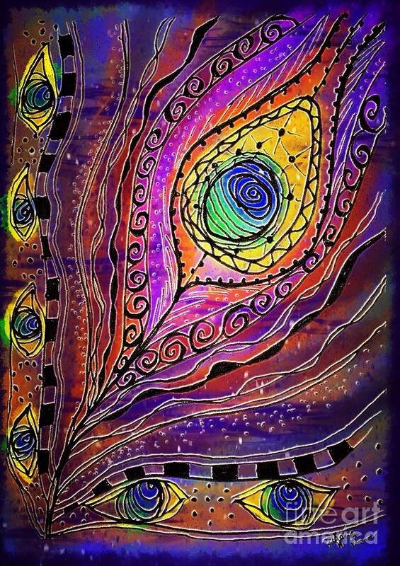 Peacock Art Print featuring the digital art Galaxy of Vibrancy by Raena Wilson