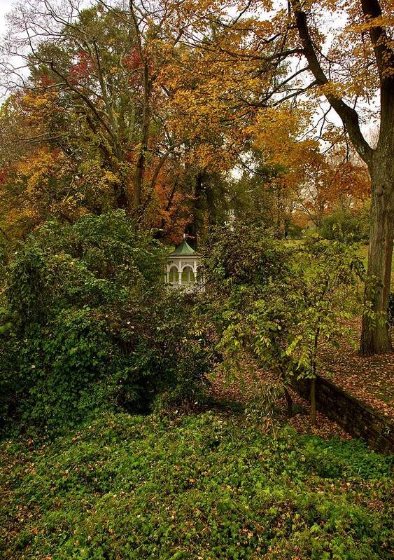 Autumn Art Print featuring the photograph Gazebo in the Woods by Kathi Isserman