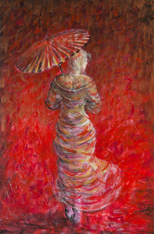 Geisha Art Print featuring the painting Geisha in Red by Nik Helbig