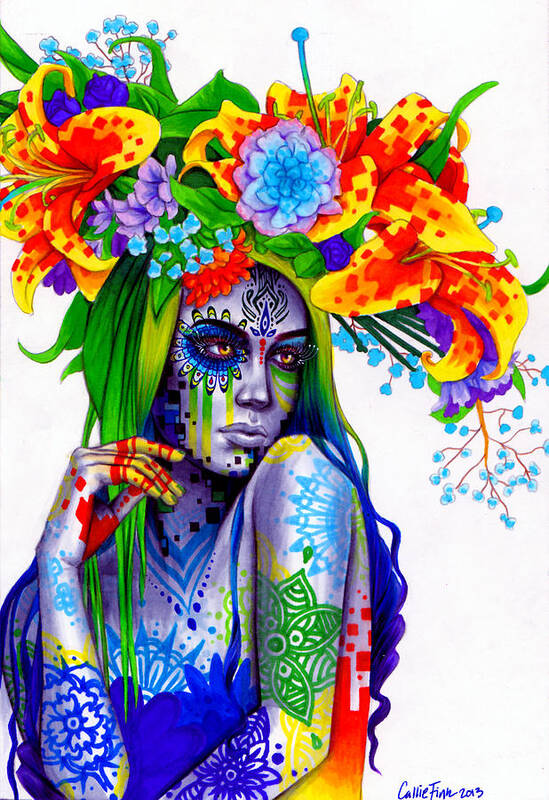 Psychedelic Art Print featuring the painting Gemini by Callie Fink