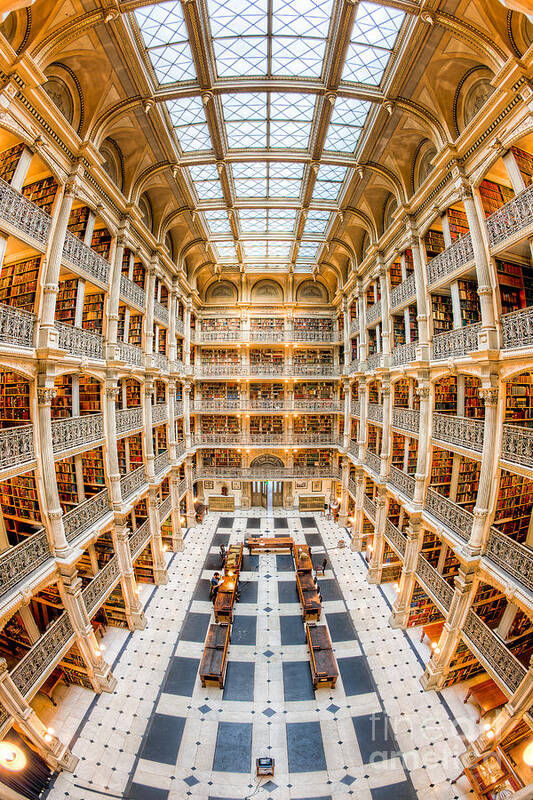 Clarence Holmes Art Print featuring the photograph George Peabody Library III by Clarence Holmes