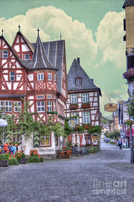 Altes Haus Art Print featuring the photograph German Village along Rhine River by Juli Scalzi
