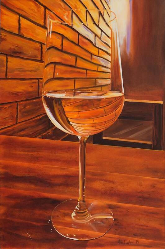 Still Life Art Print featuring the painting Glass of Viognier by Alan Conder