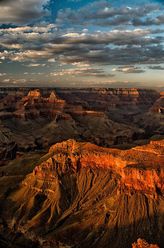 grand Canyon National Park Sunset Red Sky Clouds Arizona Landscape Nature Sceni natural Wonder Canyon Art Print featuring the photograph Grand Canyon Sunset by Cat Connor