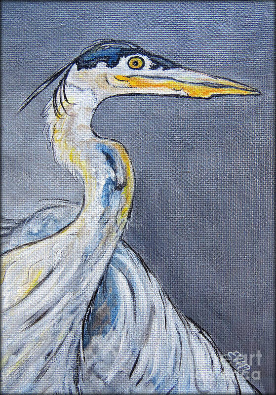 Great Blue Heron Art Print featuring the painting Great Blue Heron Painting by Ella Kaye Dickey