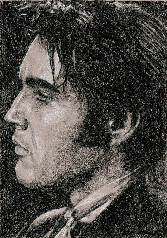 Elvis Art Print featuring the drawing Guitar Man by Rob De Vries