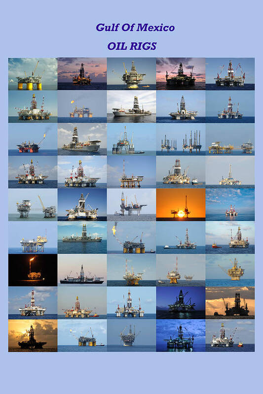 Oil Rigs Art Print featuring the photograph Gulf of Mexico Oil Rigs Poster by Bradford Martin