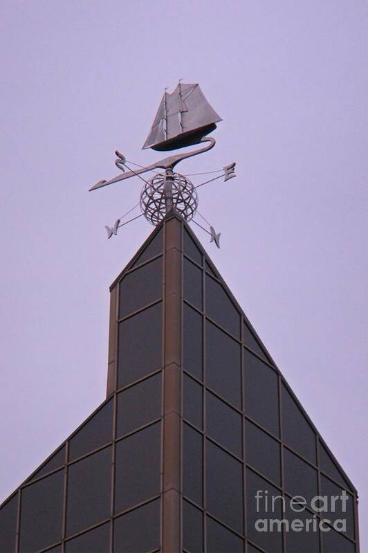 Halifax Trade And Convention Centre Weathervanes Art Print featuring the photograph Halifax Trade and Convention Centre Weather Vane by John Malone Halifax graphic artist
