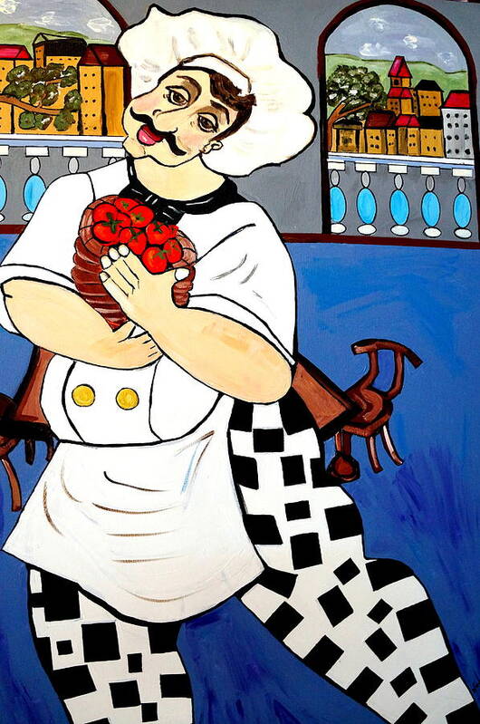 Happy Chef Art Print featuring the painting Chef Happy Chef by Nora Shepley