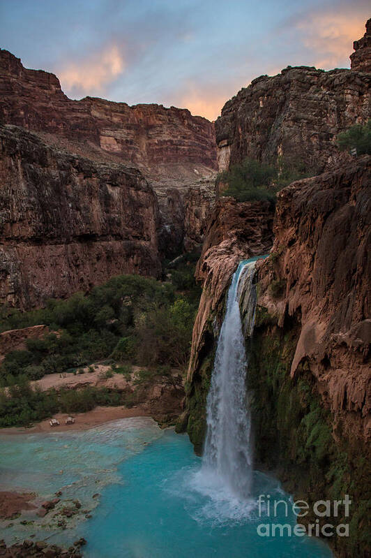 Havasu Falls Art Print featuring the photograph Havasu Falls Evening Glow by Jim McCain