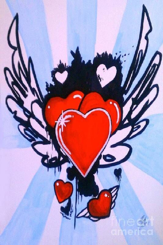 Hearts Art Print featuring the painting Hearts by Marisela Mungia