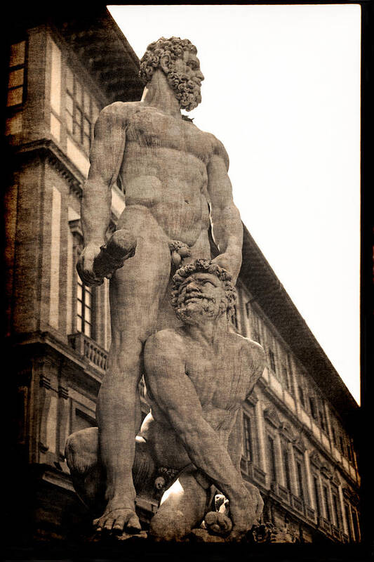 Pictorial Art Print featuring the photograph Hercules and Caucus in Florence by Jennifer Wright