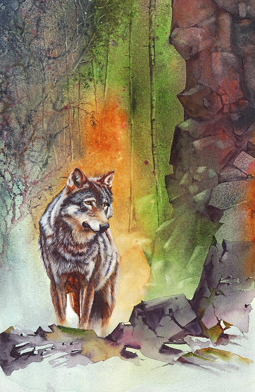 Wolf Art Print featuring the painting High Country by Peter Williams