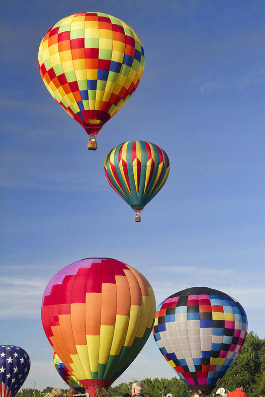 Hot Air Balloons Art Print featuring the photograph Hot Air Balloon Race by Kathy Clark