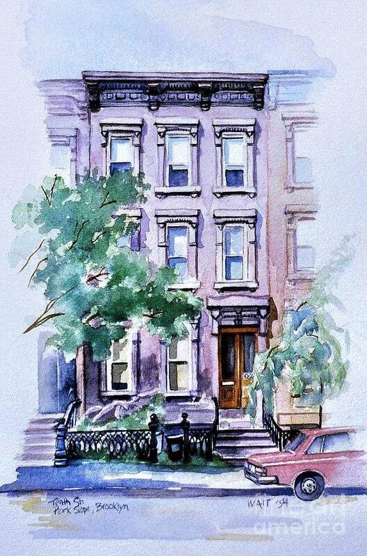 Park Slope Art Print featuring the painting House on Tenth Street by Nancy Wait