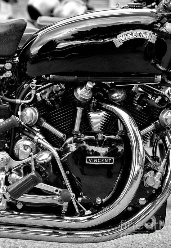 Hrd Vincent Art Print featuring the photograph HRD Vincent Motorcycle Monochrome by Tim Gainey
