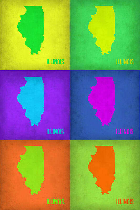 Illinois Map Art Print featuring the painting Illinois Pop Art Map 1 by Naxart Studio