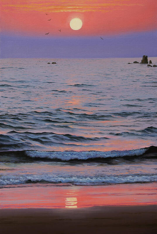 Ocean Art Print featuring the painting Indian ocean by Vrindavan Das